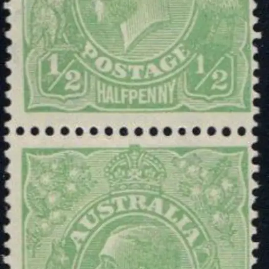 1918-20 Large Mult Perf.14½d green MLH vertical ...