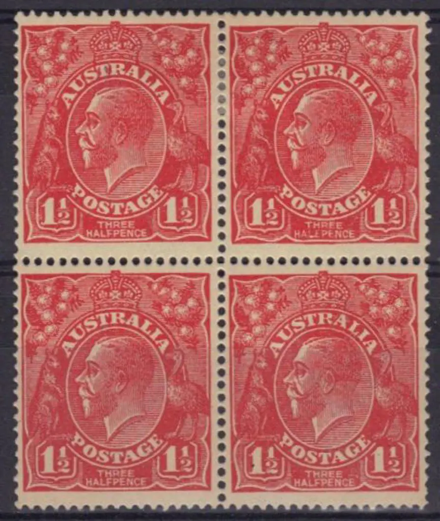 1½d red MUH/MLH block of 4 with "Hale Pence" (ACSC ... Image 1++