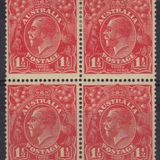 1½d red MUH/MLH block of 4 with "Hale Pence" (ACSC ...