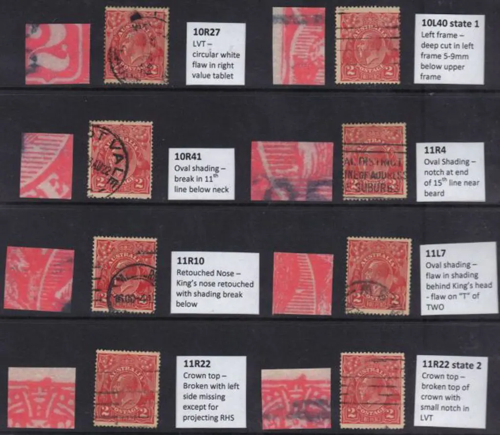 2d red Die I collection of 8 plated good to F/U ... Image 1++
