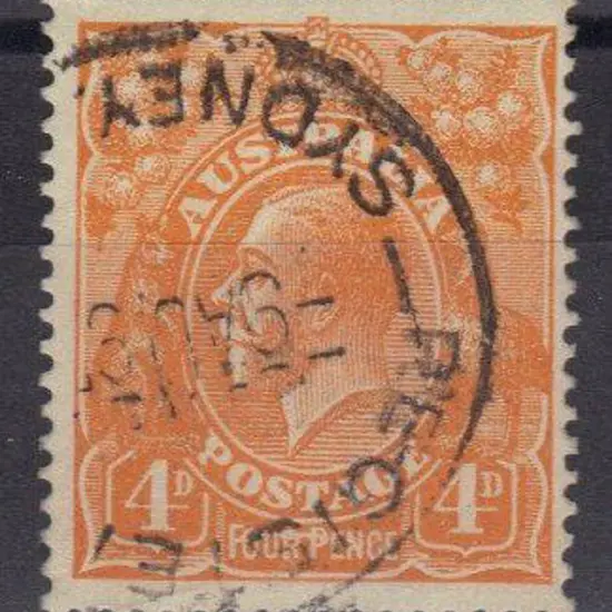 4d orange with "Line Through Four Pence" variety. ...