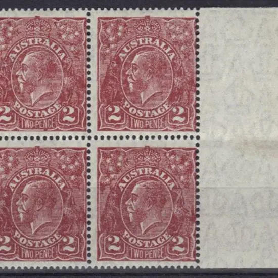 1926-30 SM wmk Perf. 14 2d red brown MUH marginal ...