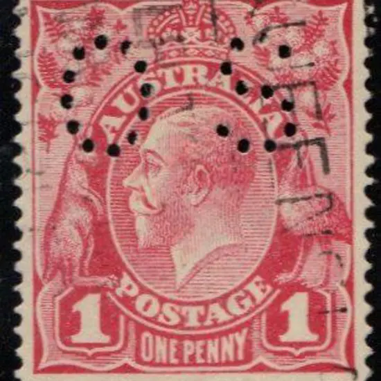 1914/20 1d rose-carmine KGV single wmk perfined OS ...