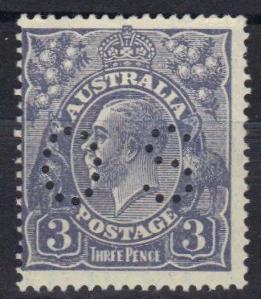 1926 3d dull ultramarine KGV perfined "OS" with ... Image 1++