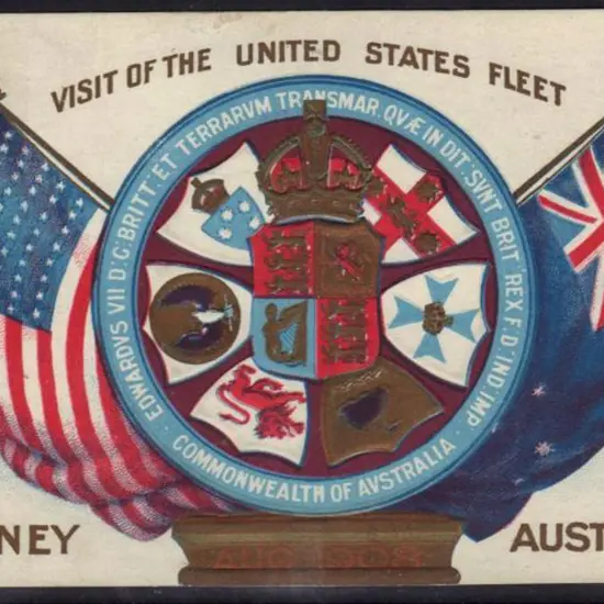 1908 (August) US Fleet postcard unused with state ...
