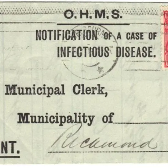 1915 (25th Oct) "Notification of a Case of ...