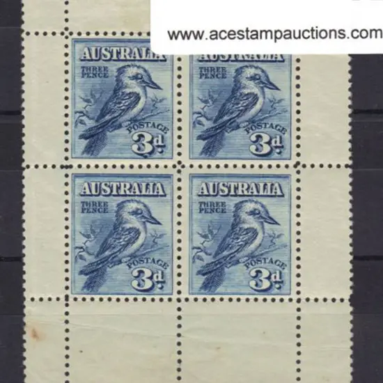 1928 Kookaburra Miniature Sheet. Tone spots & ...