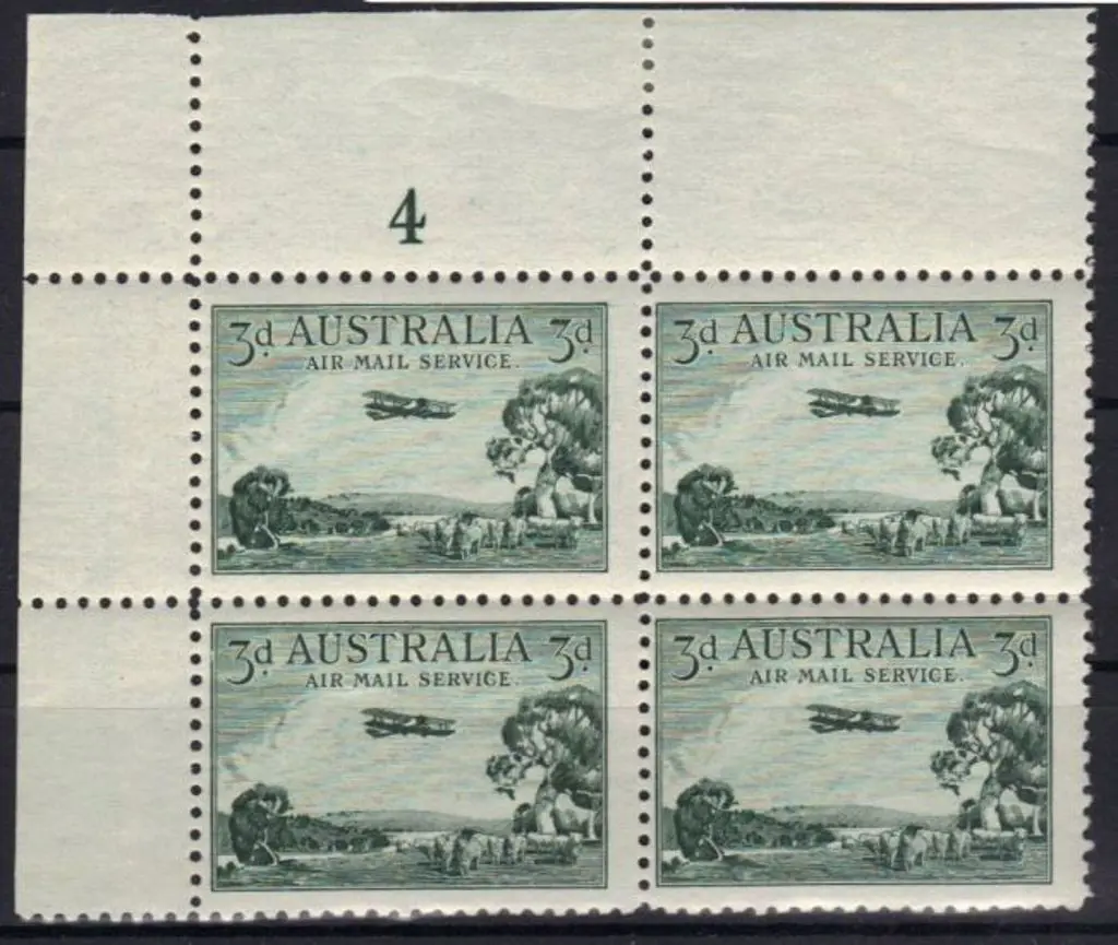 1929 3d Airmail Type B Plate Block of - No. 4. MLH ... Image 1++