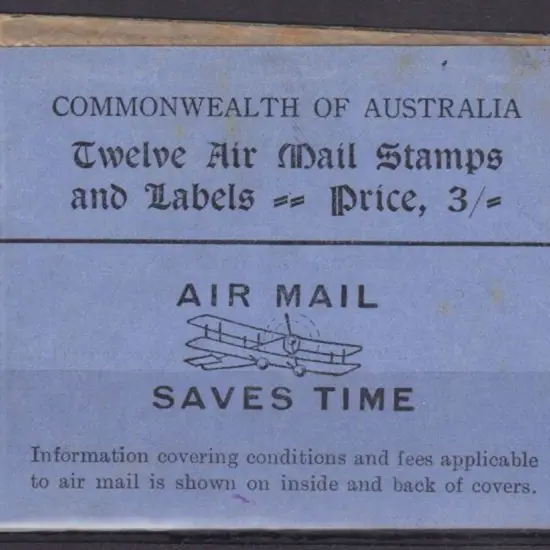 1930 3/- "AIR MAIL SAVES TIME" black on blue cover ...