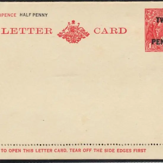 1930 KGV 2d on 1½d Letter Card unused. ASC L37