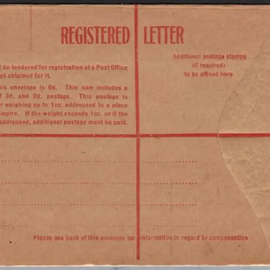 1930 KGV 5d Registered Letter, unused. ASC R27