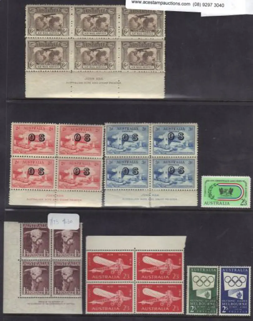 1931 6d Kingsford Smith Airmail block of 6 with ... Image 1++