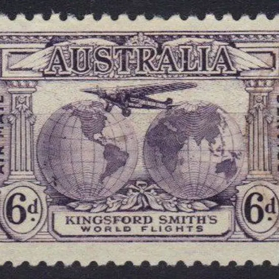 1931 6d Kingsford Smith showing re entry "FO" & ...