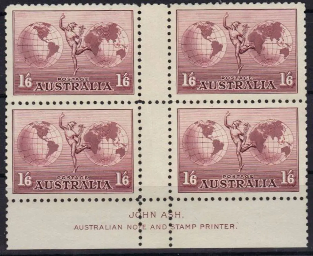 1934 1/6d dull purple no wmk, perf. 11 Hermes. MUH ... Image 1++