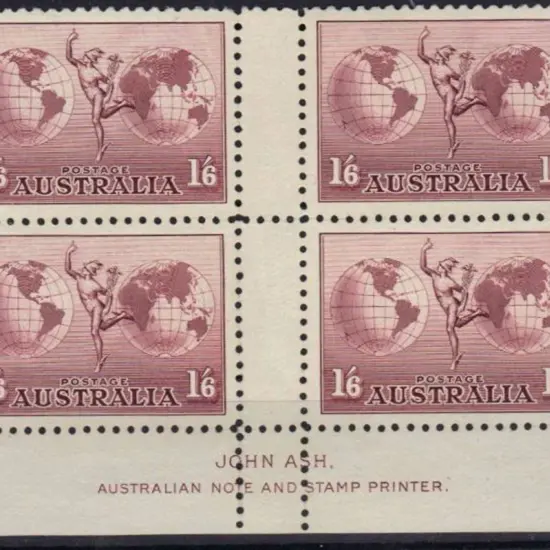 1934 1/6d dull purple no wmk, perf. 11 Hermes. MUH ...