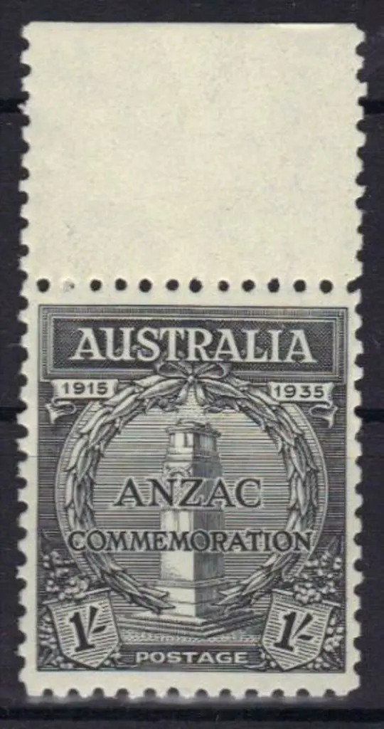 1935 1/- Anzac. Fresh MUH with top selvedge. SG ... Image 1++