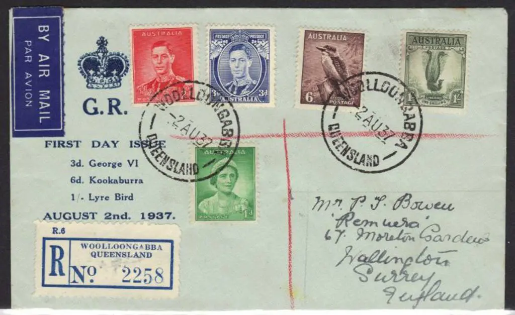 1937 (2nd Aug) Registered Woolloongabba, Qld FDC ... Image 1++
