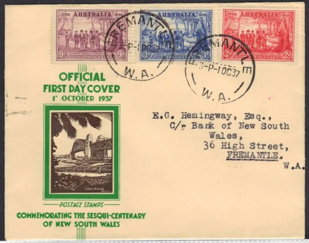 1937 (1st Oct) 150th NSW Anniv set on official FDC ... Image 1++