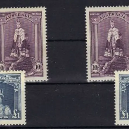 1938 5/- to £1 Robes on thick paper. 2 sets MUH & ...