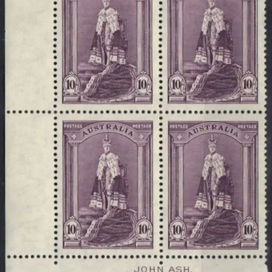 1938 10/- Robes on thick paper. MUH Ash imprint ...