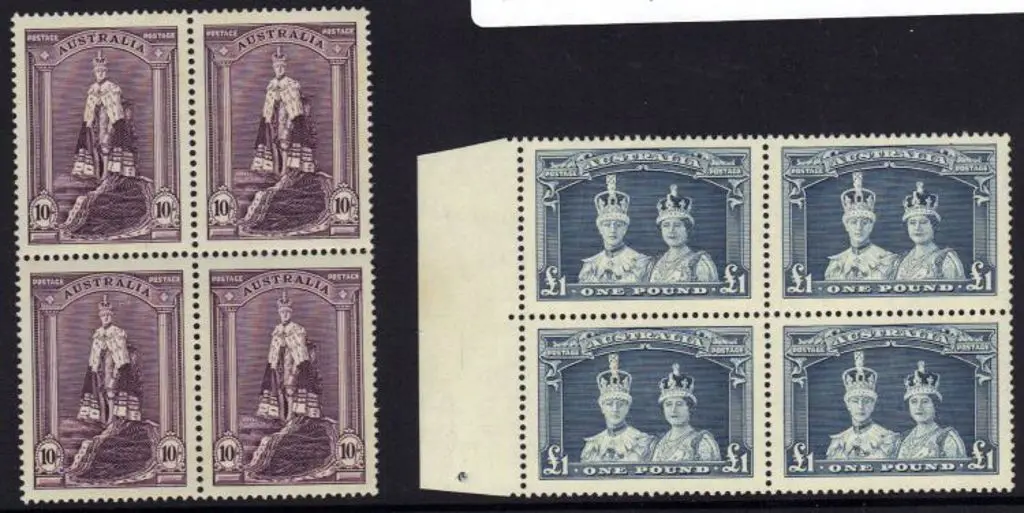 1938 10/- & £1 Robes on thick paper in MUH blocks ... Image 1++