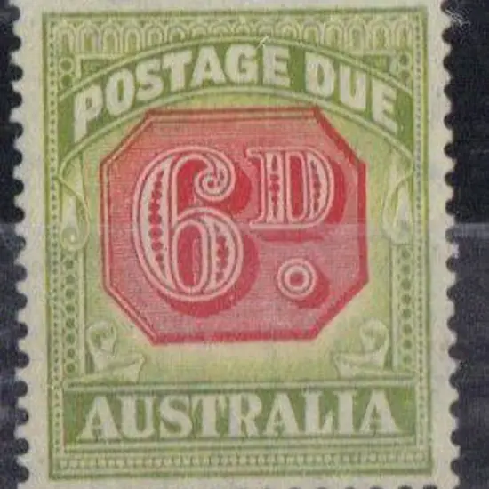 1938 6d carmine & green Postage Due Type A. CofA ...