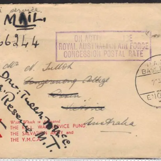 1942 "on active service" cover bearing 4d Koala ...