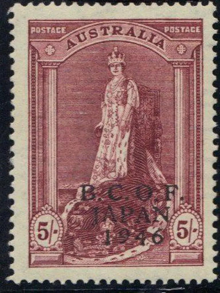 1946/48 BCOF set of 7 to 5/- thin paper, the 2/- ... Image 1++