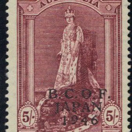 1946/48 BCOF set of 7 to 5/- thin paper, the 2/- ...