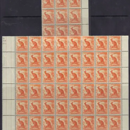 1948/56 ½d Kangaroo, no wmk right part pane of 48 ...