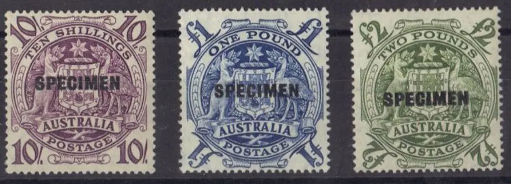 1949/50 Arms set of 3 to £2 overprinted SPECIMEN. ... Image 1++