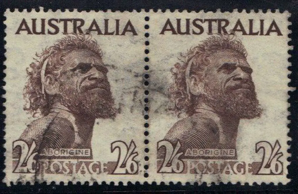 1952/65 2/6d aboriginal horizontal pair with wmk ... Image 1++