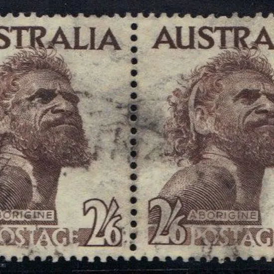 1952/65 2/6d aboriginal horizontal pair with wmk ...