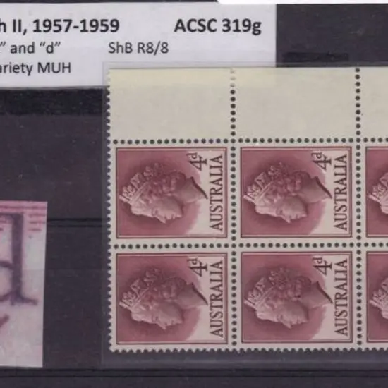 1957/59 4d QEII. Recut lines between "4" & "d". ...
