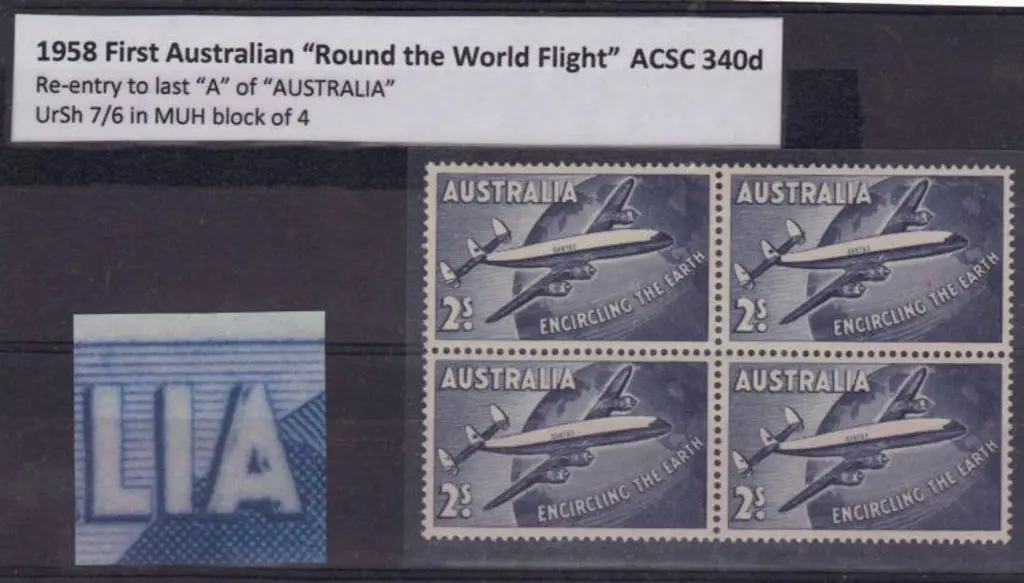 1958 2/- Qantas. Re-entry to last "A" of ... Image 1++
