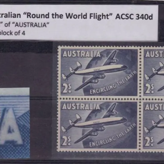 1958 2/- Qantas. Re-entry to last "A" of ...