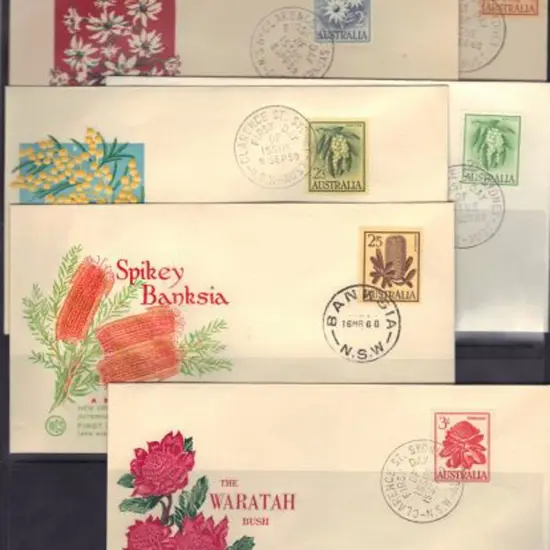 1959/60 Flowers set of 6 on 6 illust WCS FDC's. ...