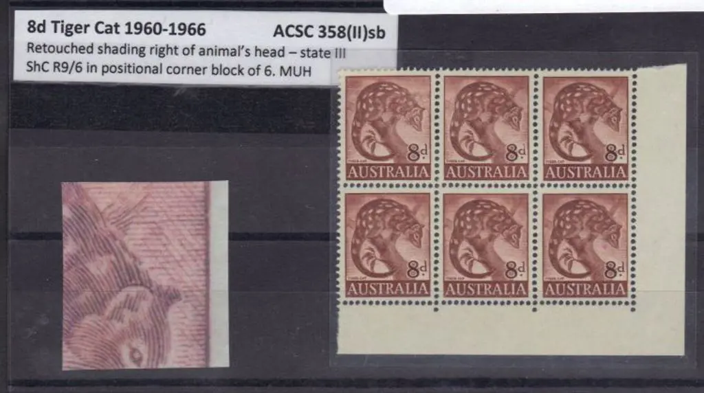 1960/66 8d Tiger Cat Retouched shading right of ... Image 1++