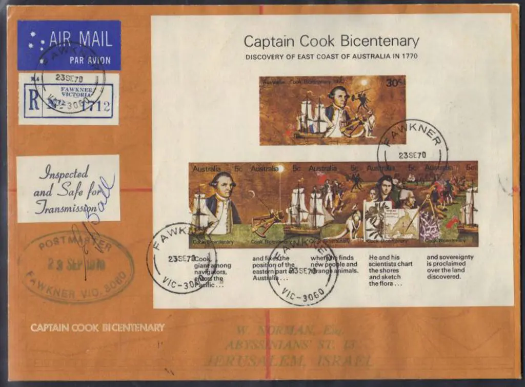 1970 Capt. Cook M/S on 1970 registered cover (not ... Image 1++