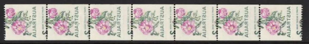 1971 2c floral coil strip of 7 with spectacular ... Image 1++