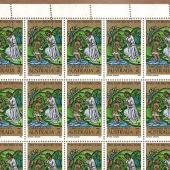 1973 7c Christmas half sheet of 50 with additional ...