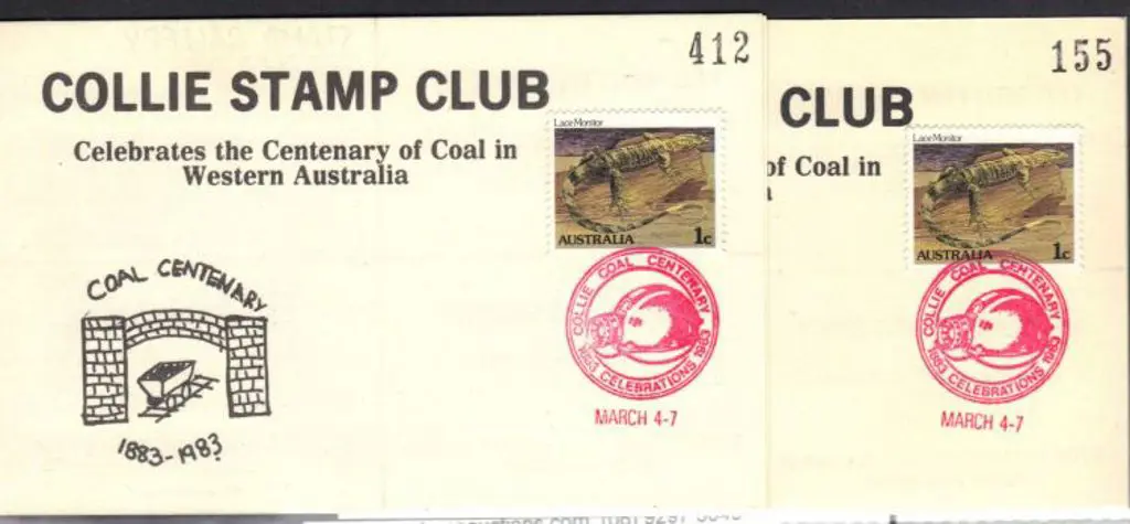 1982 10c Collie Stamp Club Cent of Coal in WA ... Image 1++