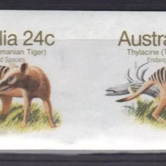 1982 24c Thylacine imperforate horizontal pair MUH ...