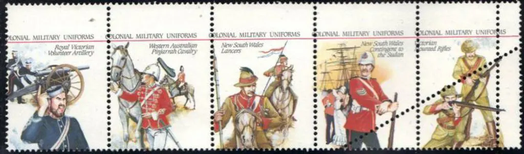 1985 Military Uniforms se-tenant strip with ... Image 1++