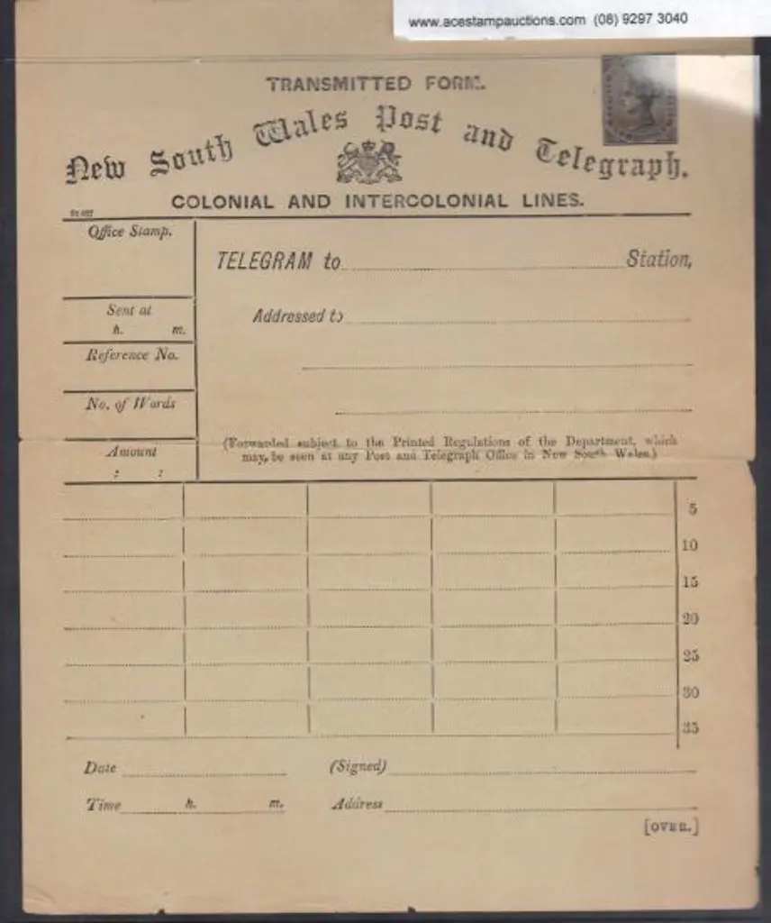QV 1/- telegram form with imprinted 1/- QV in ... Image 1++