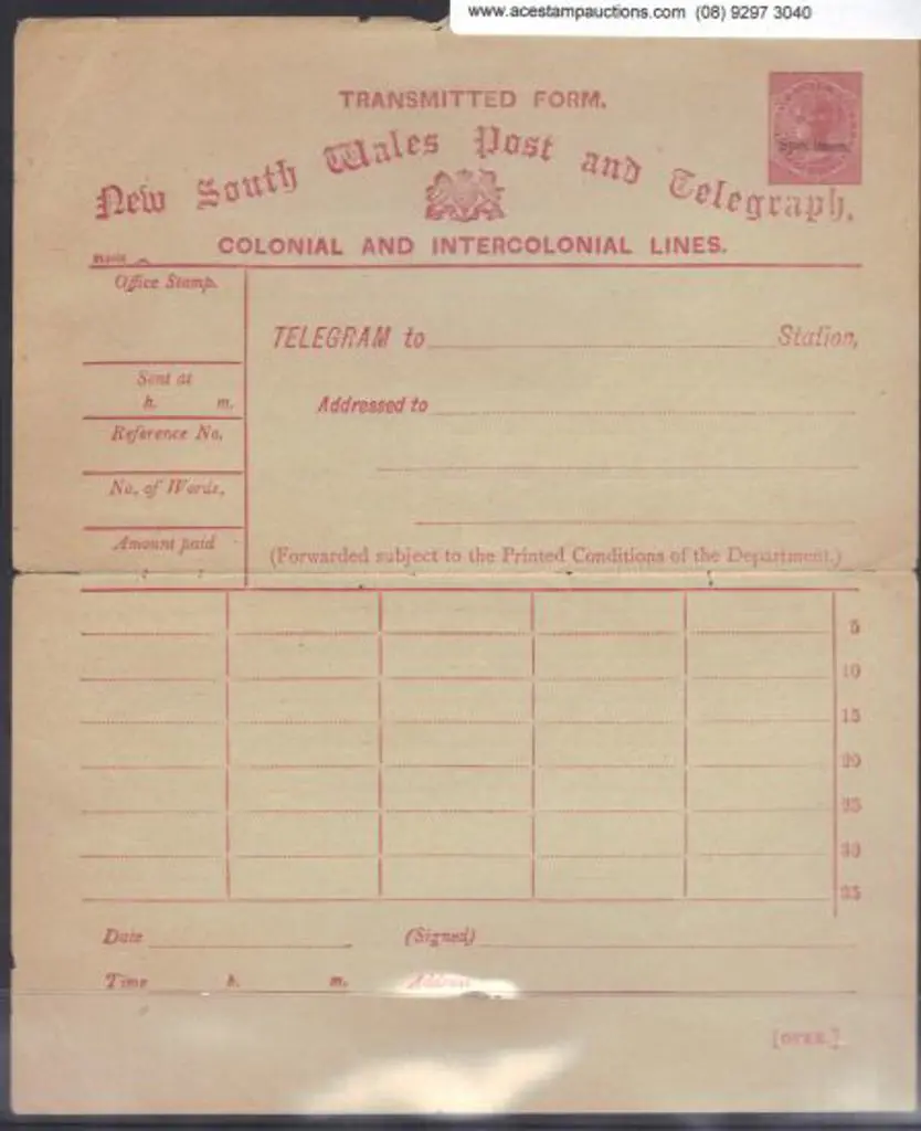 QV 6d telegram form with imprinted 6d QV in rose & ... Image 1++
