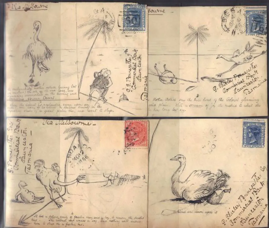 1886 Four hand drawn fronts telling the story of ... Image 1++