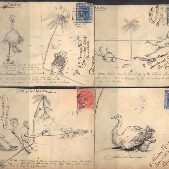 1886 Four hand drawn fronts telling the story of ...