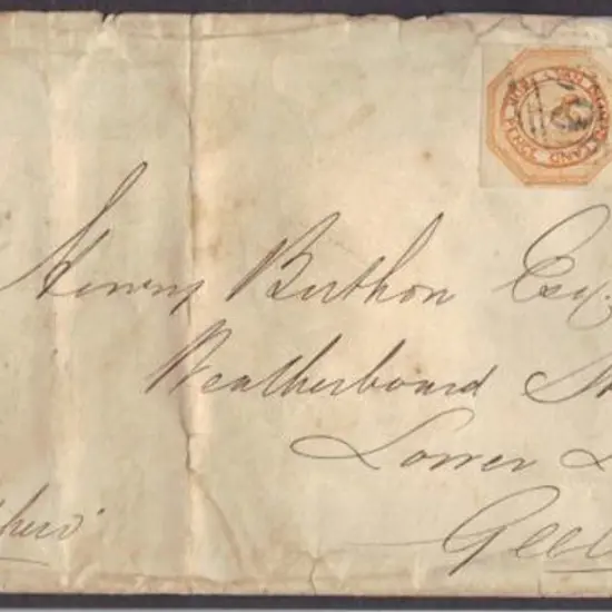 1855 long envelope Hobart Town to Geelong bearing ...