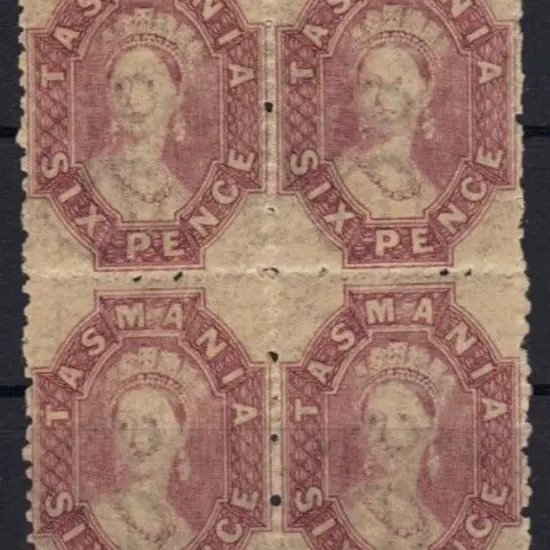 1871 6d reddish mauve reprint, perf. 11½, block of ...